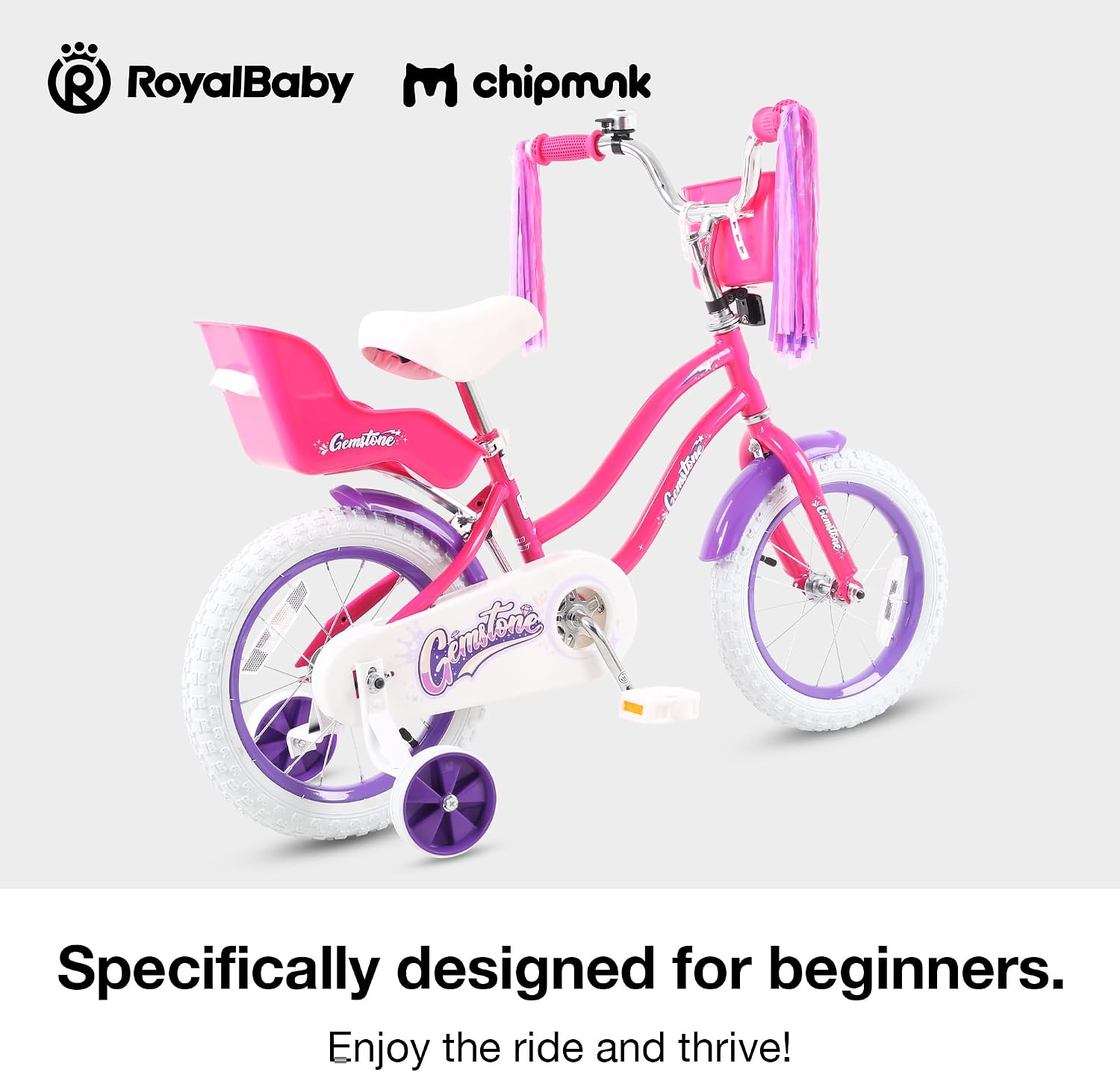 Chipmunk Kids Bike 12 14 16 18 Inch Bicycle with Training Wheels Beginners Boys Girls Ages 3-10 Years Multiple Colors