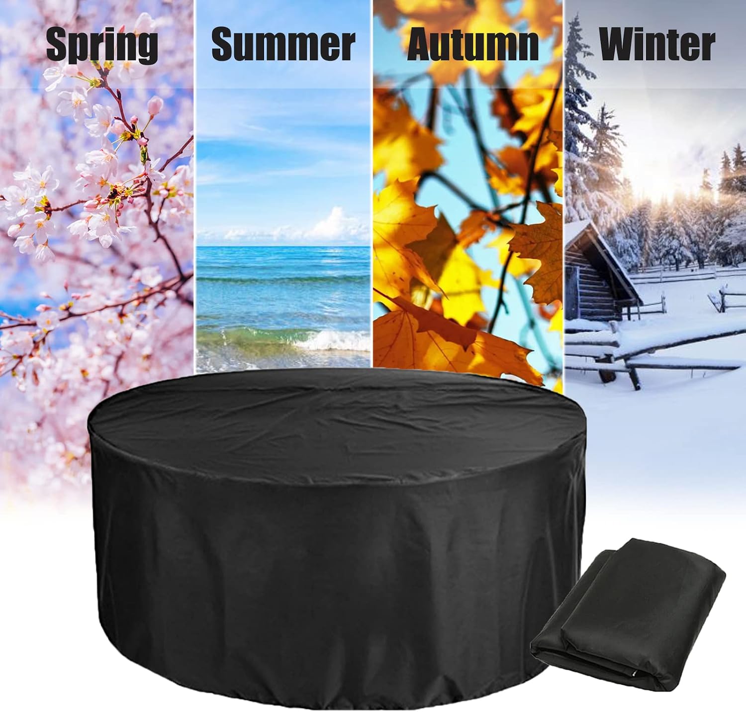 Patio Table Covers Waterproof Round 130' D x 37' H, Dust Proof Furniture Protective Cover, Waterproof Outdoor Table Chair Set Covers, 420D Oxford Heavy Duty BBQ Grill Cover (330x95cm)