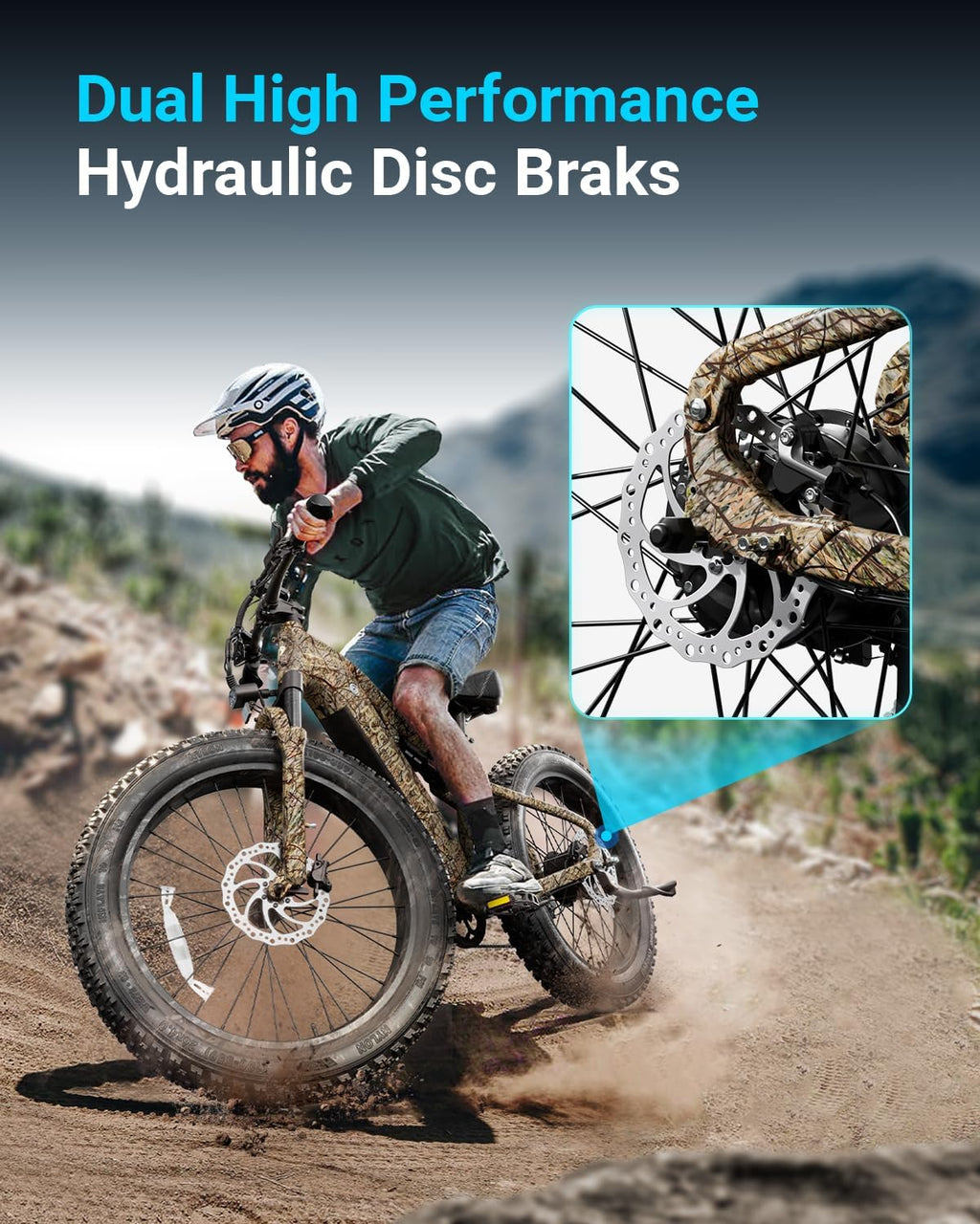 PUCKIPUPPY Electric Bike for Adults 1350W Peak Upgrade, 48V 20AH Battery Ebike, 26' Fat Tire Full Suspension Electric Mountain Bike, 80 Miles Range, 28 MPH, 8 Speed, Torque Sensor, Labrador Pro