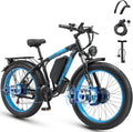 AWD Electric Bike for Adults, Peak 4000W Power 26' Fat Tire Ebike, Dual Motor Electric Bicycles, 48V 22.4AH Removable Battery Fast Dual Hydraulic Brakes 21-Speed Electric Mountain Bike