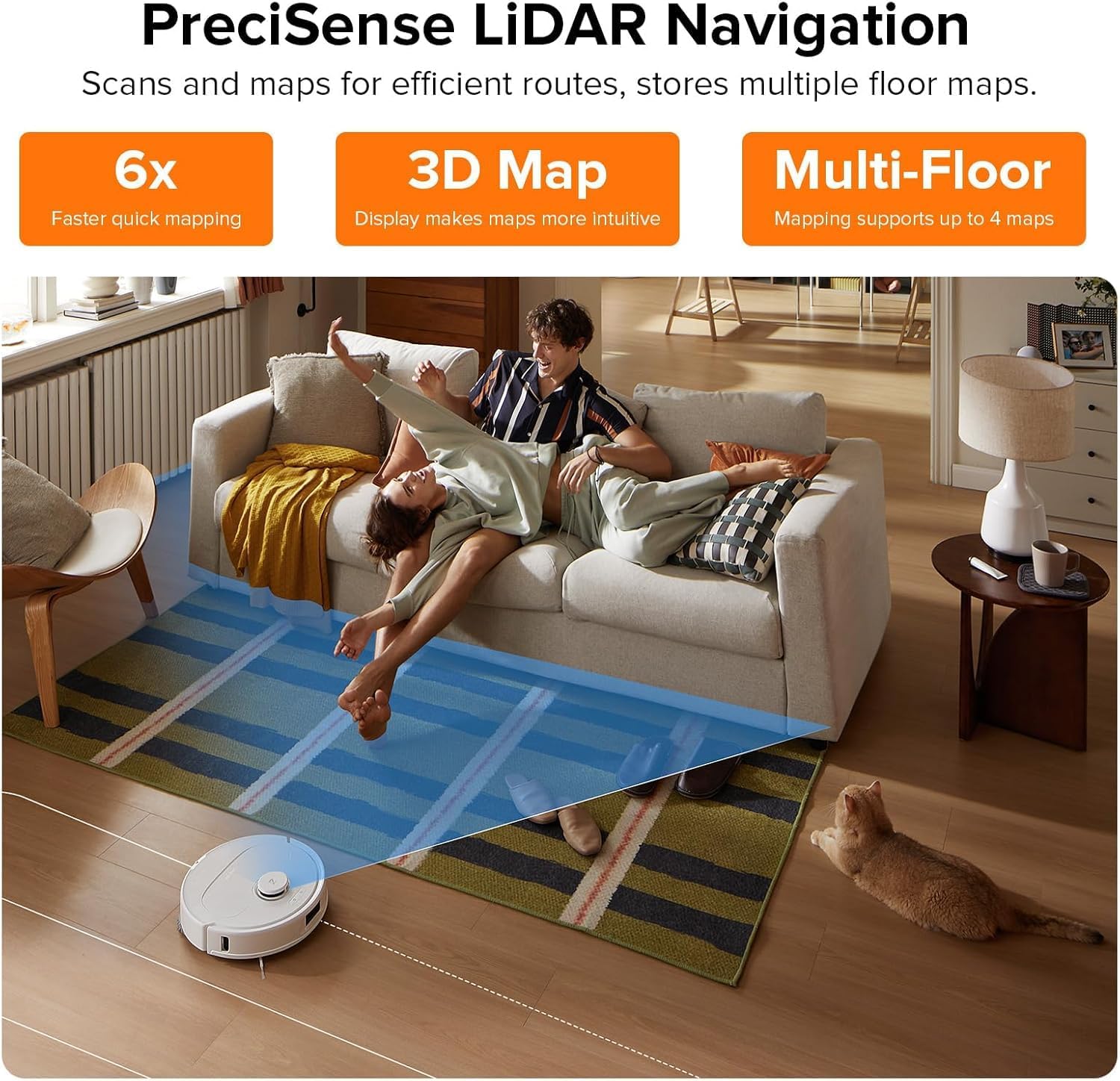roborock Qrevo Plus Robot Vacuum and Mop with FlexiArm Design Edge Mopping, Self-Emptying, Auto Mop Washing & Drying, 7,000 Pa Suction, White (Renewed)