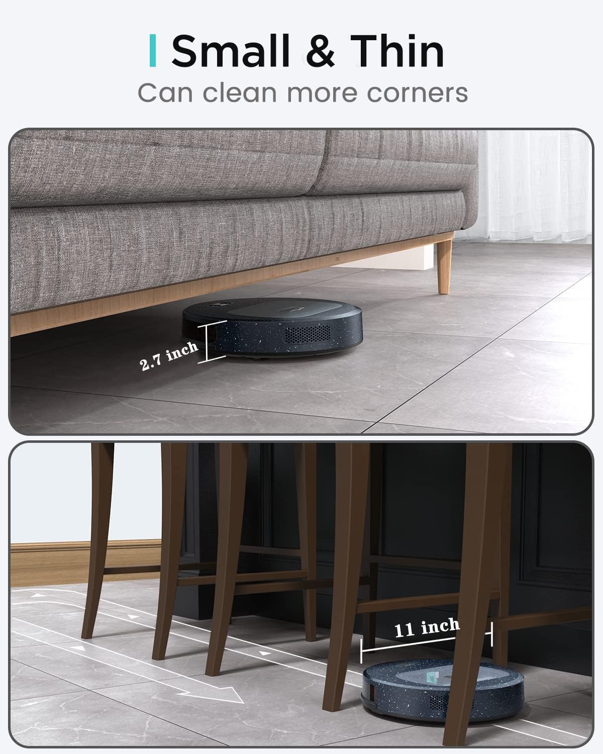 Lefant Robot Vacuum Cleaner(Slim), 4500Pa Suction & 150 Mins Runtime Vacuum Robot, 2.7inch Super Thin Robot with 600ml Dust Bin, F1 Robot Vacuum and Mop, Tangle-Free, Ideal for Pet Hair, Floor
