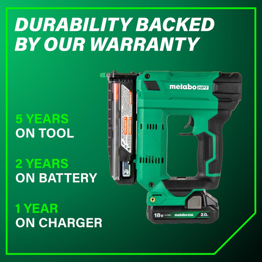 Metabo HPT 18V MultiVolt Cordless Compact Pin Nailer Kit, 23 Gauge Nailer with Power Tool 2.0Ah Lithium Ion Battery, Drives 5/8' to 1-3/8' Headless Pin Nails, 5-Year Warranty, NP1835DA