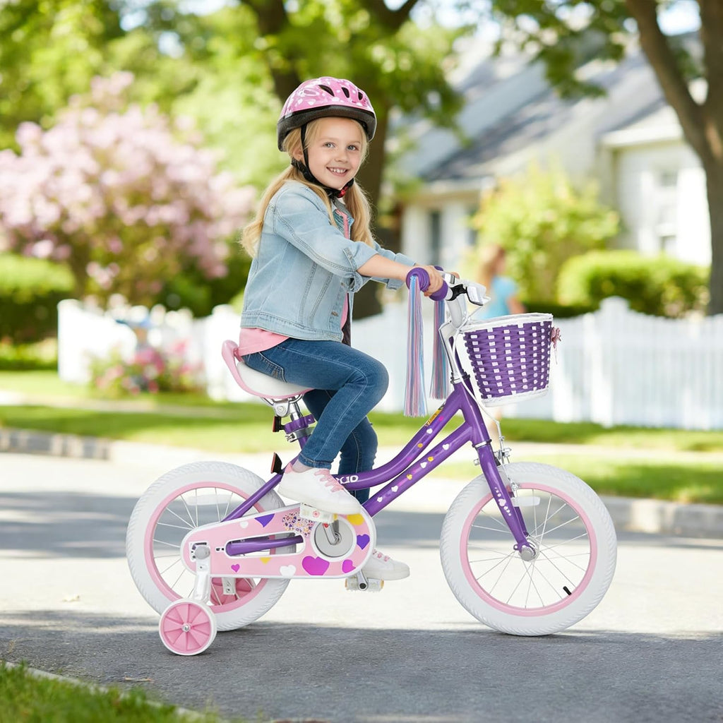 XJD Girls Bike for 2-12 Years Old Kids 12 14 16 20 Inch Toddler Bike,Retro Style Kids Bike with Training Wheels, 20 Inch Girl Bicycle with Kickstand