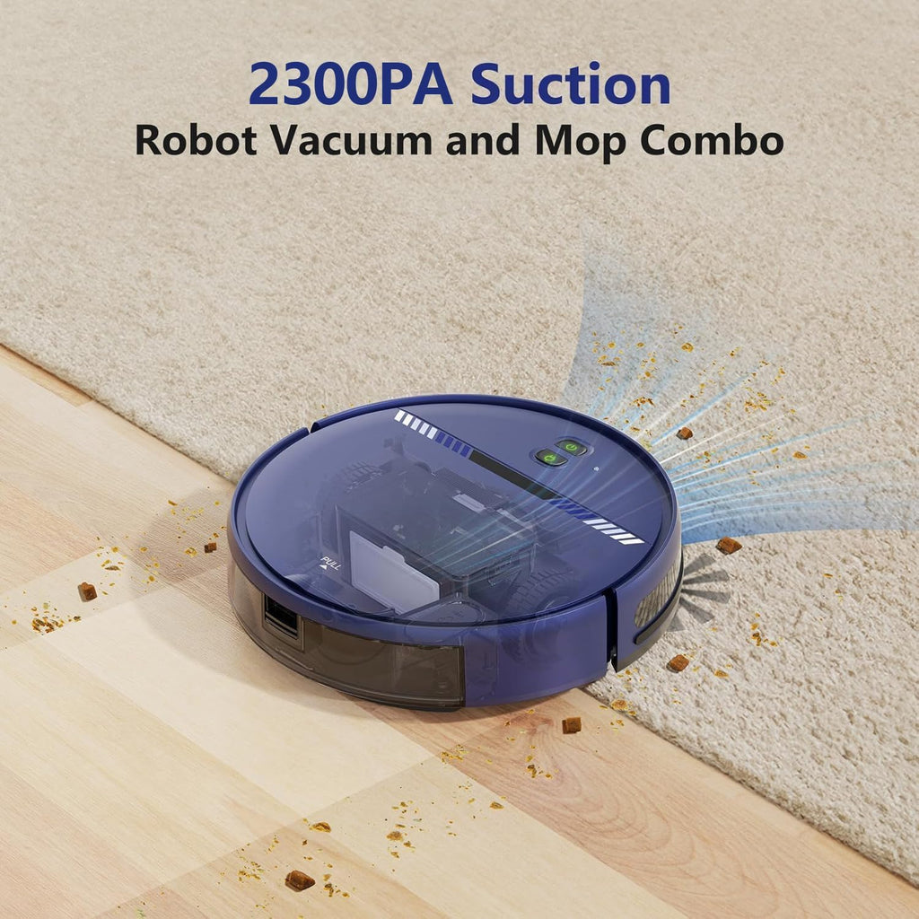 Robot Vacuum Cleaner, Smart Robotic Vacuum Wi-Fi Connected, App Control, Compatible with Alexa and Google Assistant, Automatic Self-Charging Robot Vacuum Perfect for Pet Hair, Carpets and Hard Floors