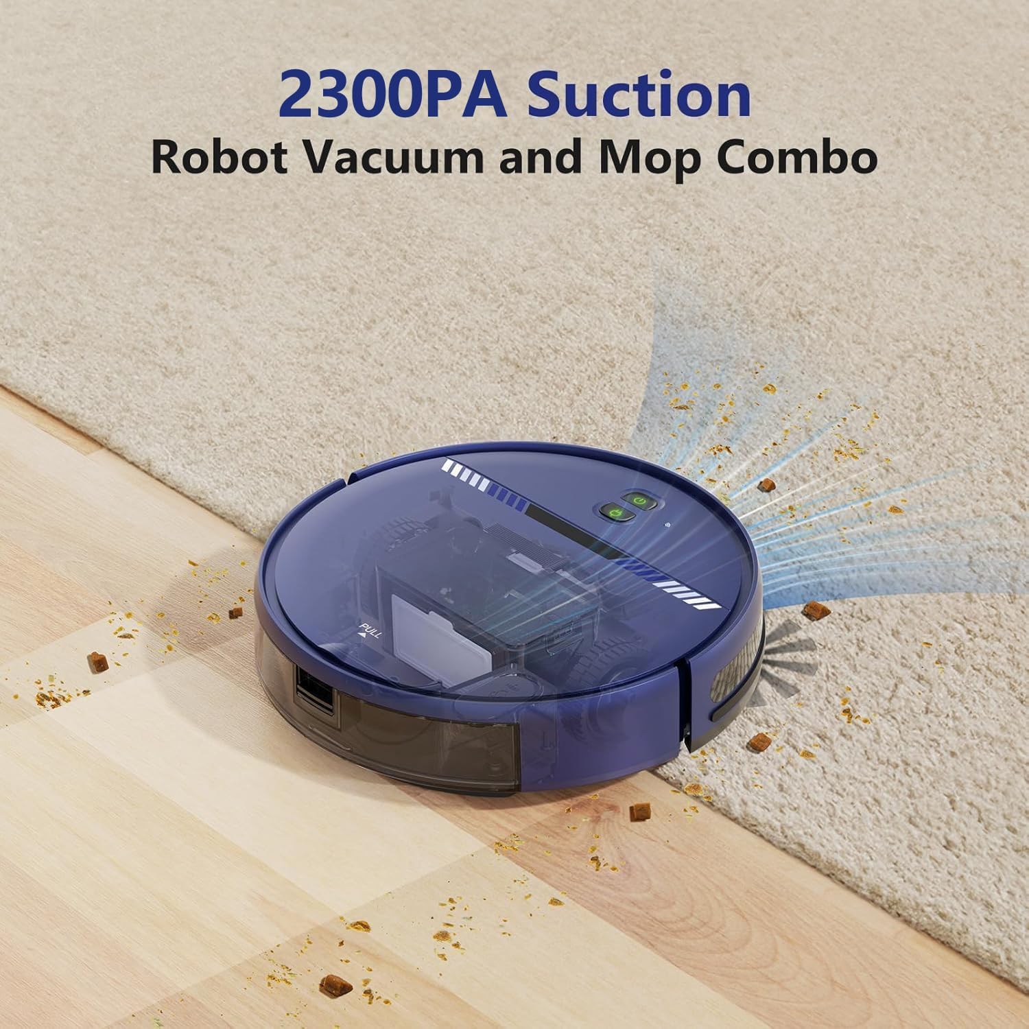 Robot Vacuum Cleaner, Smart Robotic Vacuum Wi-Fi Connected, App Control, Compatible with Alexa and Google Assistant, Automatic Self-Charging Robot Vacuum Perfect for Pet Hair, Carpets and Hard Floors