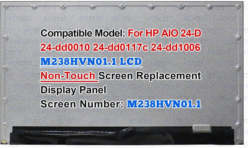 23.8' LCD Replacement for HP All in One 24-D 24-dd0117c FHD 1080P 30 Pins 60HZ Non-Touch Screen Display Panel