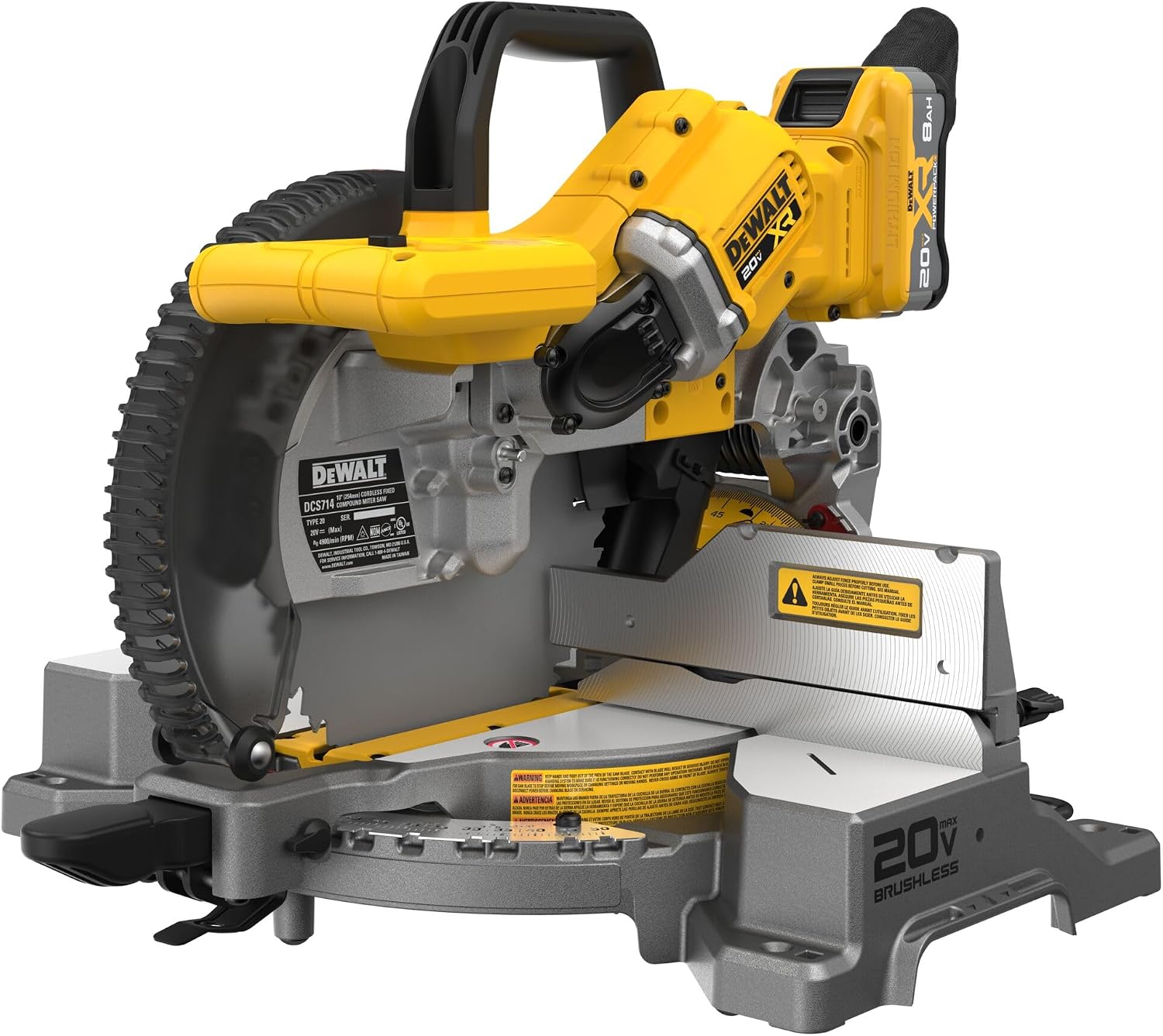 DEWALT 20V MAX XR 10 in. Double Bevel Fixed Miter Saw Kit (DCS714WW1)