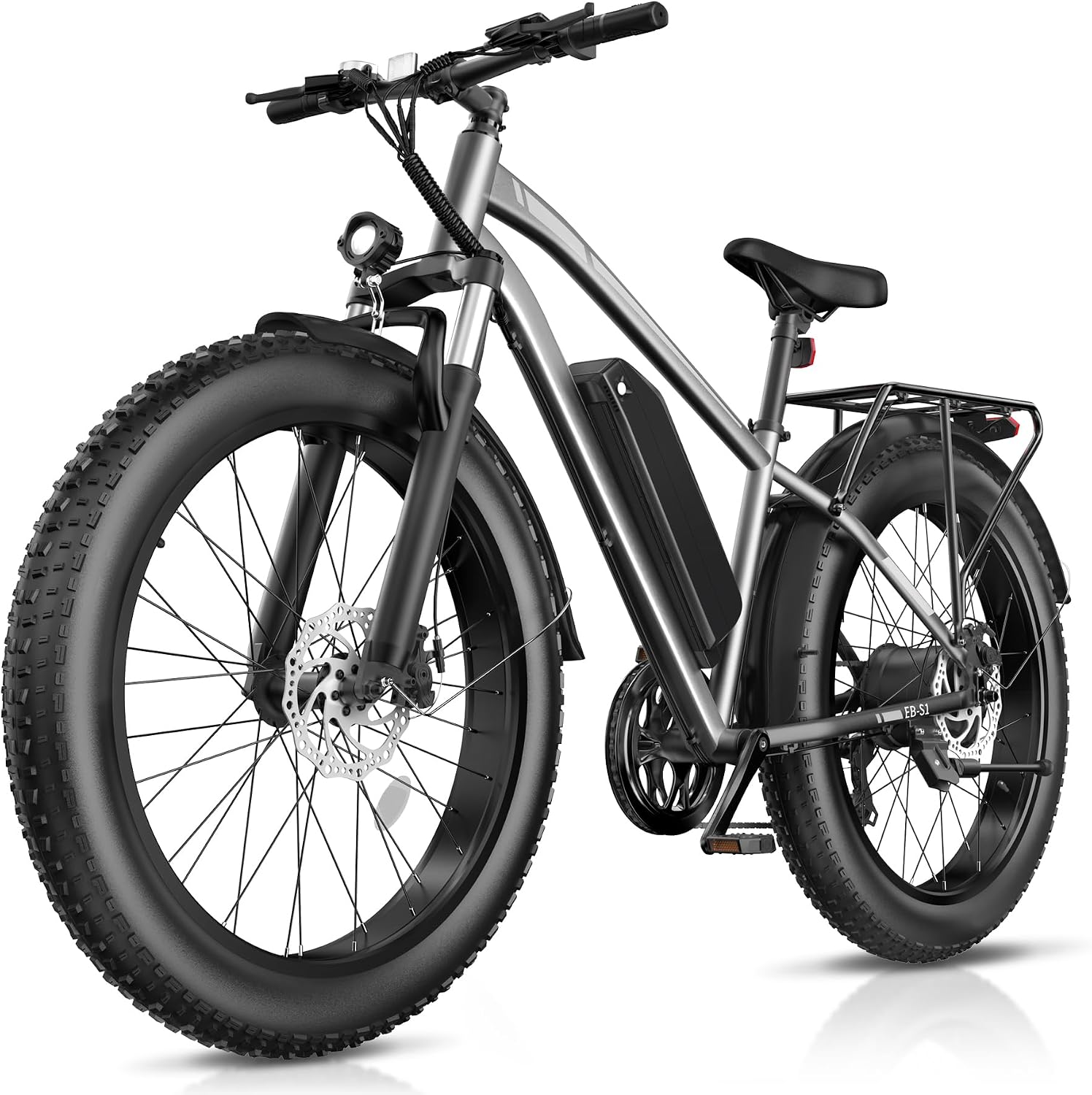 Electric Bike for Adults, 1000W Peak 20MPH 60Miles Ebike,48V 13AH Battery Electric Mountain Bike, 26' x 4'' Fat Tire Electric Bicycle with Rear Rack, Fenders, 7 Speed, UL 2849 Certified