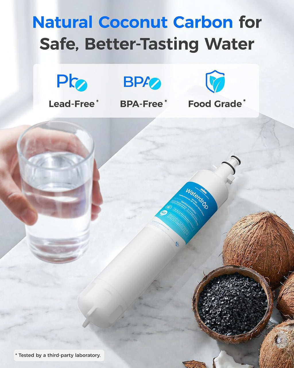 Waterdrop WD-F19C Replacement for GE® RPWFE®, RPWF (Built-in CHIP) Refrigerator Water Filter, Compatible with GFE28GYNFS, GFE28GELDS, PFE28KELDS, PFE28KYNFS, GFD28GELDS, PWE23KELDS, 6 Filters