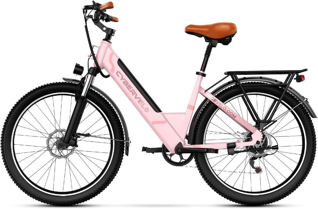 Cybervelo 750W Peak Electric Bike for Adults,up 80 Miles 25AH Removable Battery Ebike, 26' Electric E Bike with 7-Speed,Adult Electric Bicycles for Commute Beach Snow Man Womens All Terrain