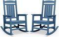SERWALL Oversized Rocking Chairs Set of 2, HDPE Outdoor Rocking Chair, All-Weather Porch Rockers for Patio, Blue