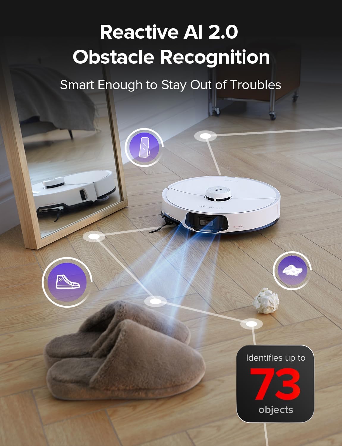 roborock S8 MaxV Ultra Robot Vacuum & Sonic Mop, 10000 Pa Suction, Corner to Edge Deep Cleaning, Hot Air Self-Drying, Auto Empty & Refill, Detergent Dispenser, Obstacle Avoidance,White (Renewed)