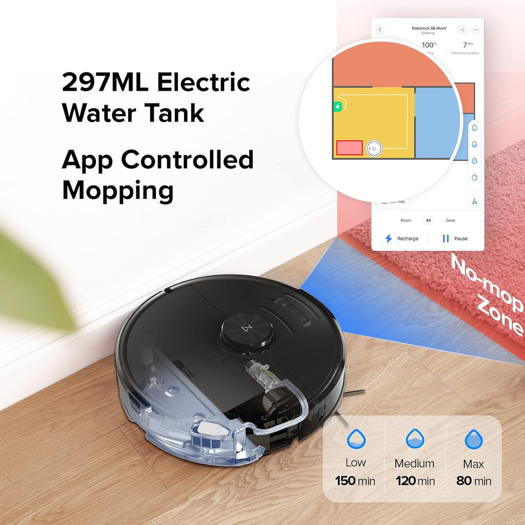 roborock S6 MaxV Robot Vacuum and Mop with Dual Cameras, Recognize and Avoids Obstacles, 2500Pa Strong Suction, Smart Mapping, Advanced Night Vision, Good for Pet Hair
