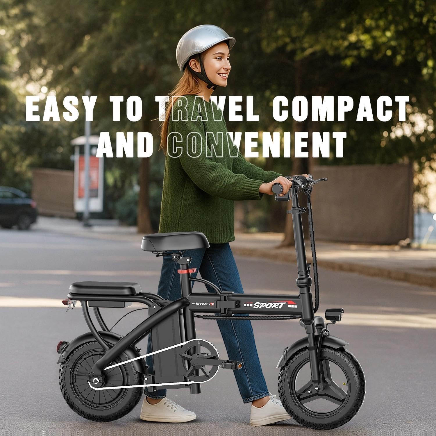 Electric Bike for Adults, 48V 15AH Removable Battery, 25MPH 35Miles Commuting Ebikes for Women Men, 500W Brushless Motor, Lightweight 14'' Tires Folding Electric Bicycles, LCD Display (500W 480WH)