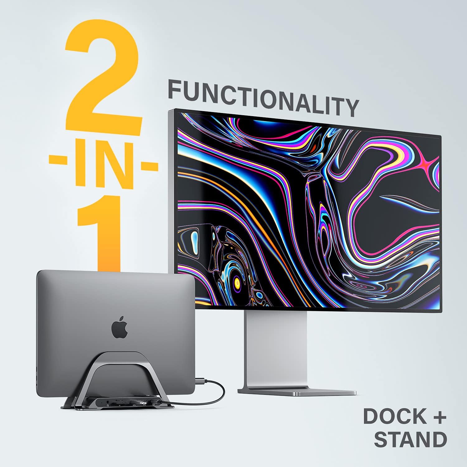 ALOGIC Bolt Plus USB C Laptop Docking Station w/ Stand, 10-in-1 4K Dual Monitor Dock w/ 2 HDMI, 3 USB, SD/TF, 100W Charging, Gigabit Ethernet, 3.5mm Audio, Aluminum Stand for MacBook, Windows Laptop