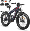 FREESKY Dual Battery Electric Bike for Adults, 48V 45AH 200 Miles Long Range E Bike, 4000W Motor 40MPH+, 26' Fat Tire Fast Mountain EBike, Full Suspension & Hydraulic Brakes, UL 2849 Certified by TÜV