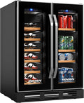 ROVSUN 17 Bottles & 61 Cans Wine and Beverage Refrigerator, Dual Zone Wine Cooler with 37-64°F Temp Control & LED Light, Built-in/Freestanding/Under Counter Wine Fridge for Red Wine, Champagne, Beer