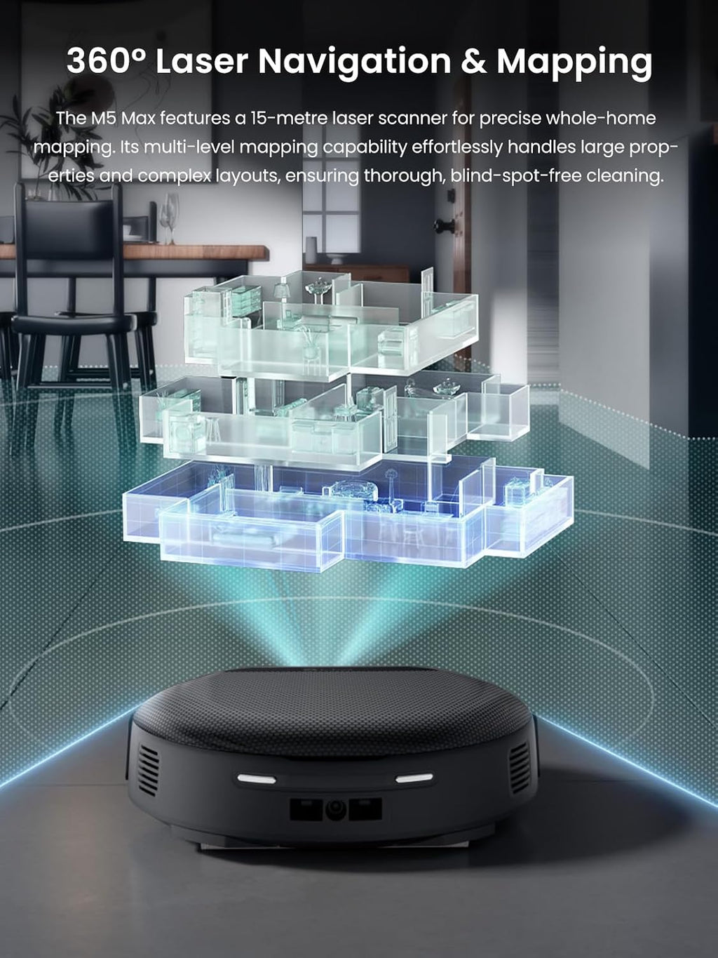 Lefant LiDAR Robot Vacuum and Mop, 23000Pa Suction, 120 Day Self-Emptying, PSD 2.0 Smart Obstacle Avoidance, Auto Mop Washing, Drying&Refilling, All-in-One Robot Vacuum, Supports 2.4G/5G WiFi, M5 Max