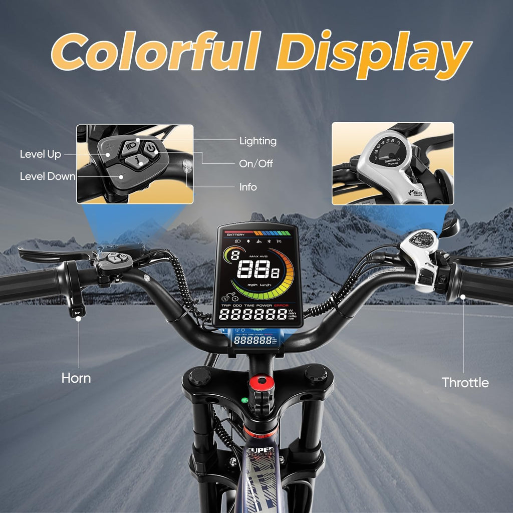 eAhora Terra/Luna [2025] Dual Motor Electric Bike for Adult, 3000W/1500W | 33MPH | 20/15Ah | 80 Miles Long Range | 20'*4.0 Fat Tires | Full Suspension | for Coummute | Delivery | Women | Men