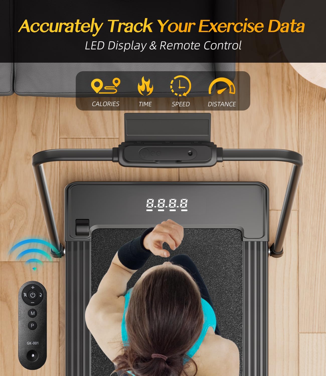 Bifanuo 2 in 1 Folding Treadmill, Smart Walking Running Machine with Bluetooth Audio Speakers, Installation-Free，Under Desk Treadmill for Home/Office Gym Cardio Fitness