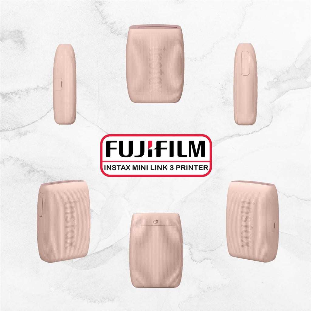 Fujifilm Instax Mini Link 3 Printer Bundle Instax Mini Film (40 Sheets), Instax Mini Link 3 Protective Case (Rose Pink)