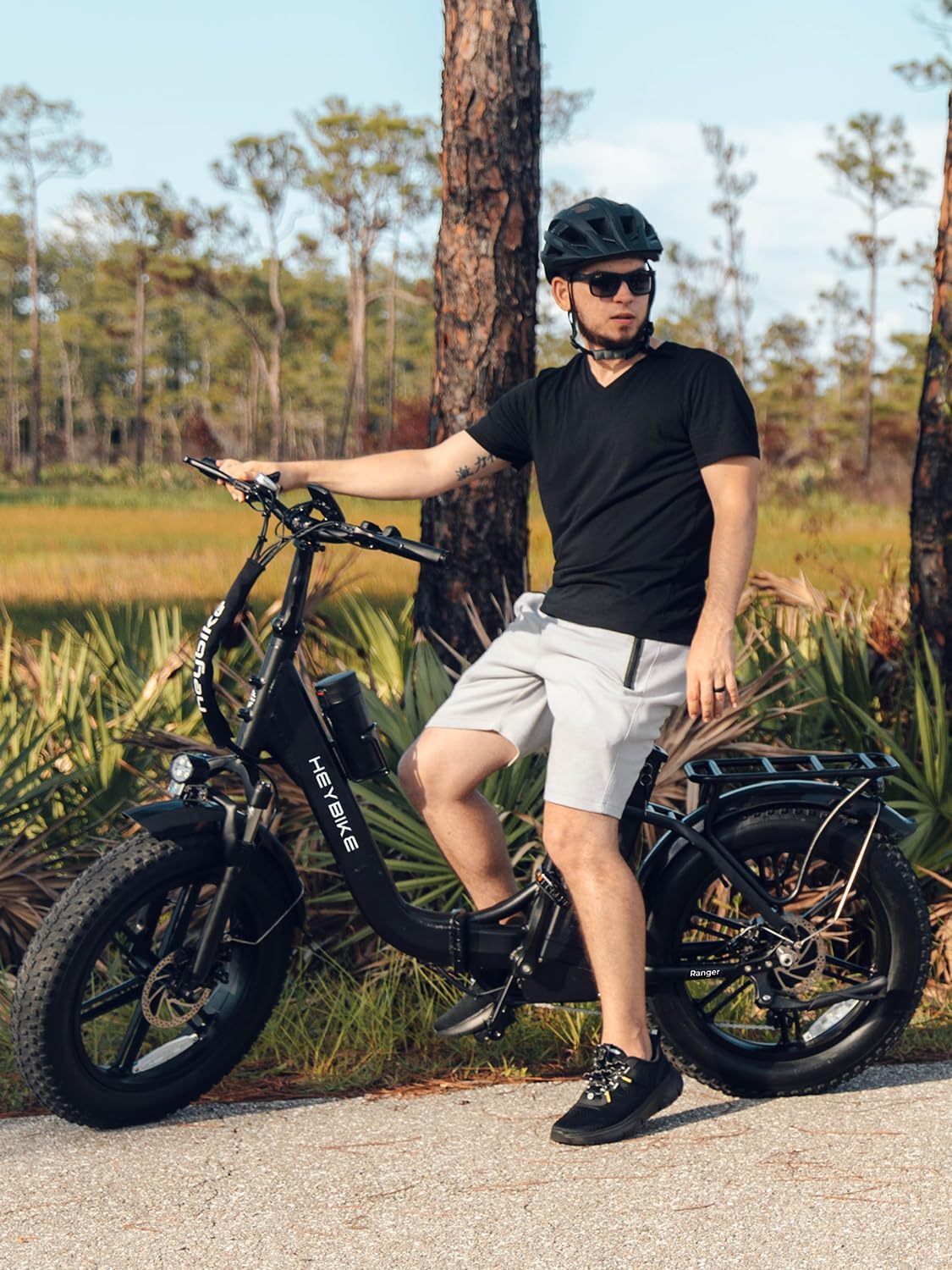 Heybike Ranger 2.0 Foldable Electric Bike for Adults, 20'*4 Fat Tire Ebike with 1400W Peak Motor, 28 MPH Max Speed, 600Wh Removable Battery, Up to 65 Miles Range, Front Suspension Step-Thru E Bike