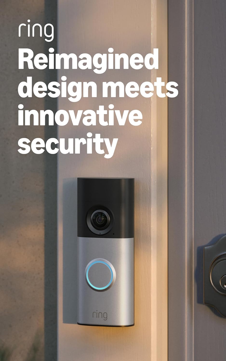 Ring Wired Doorbell Plus (newest model), Home or business security, Retinal 2K with wide-angle video, 4x Enhanced Zoom, and Low-Light Sight, Polished Night Navy