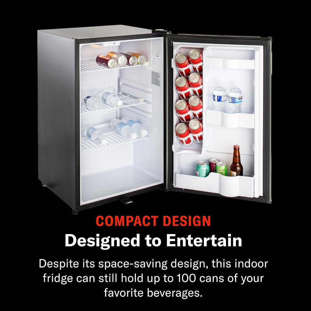 Blaze 20‑Inch Outdoor Rated Compact Refrigerator | 4.4 Cu Ft Stainless Steel Fridge with LED Lighting, Dial Thermostat, Reversible Door & Recessed Handle | BLZ‑SSRF‑126