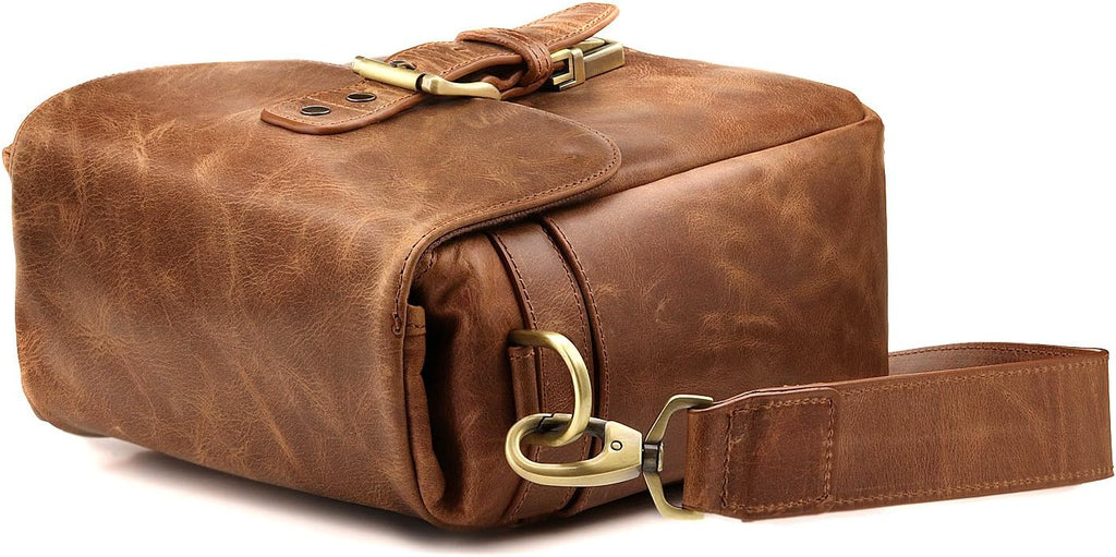 MegaGear Genuine Leather Camera Messenger Bag Mirrorless Portable electronic device cover