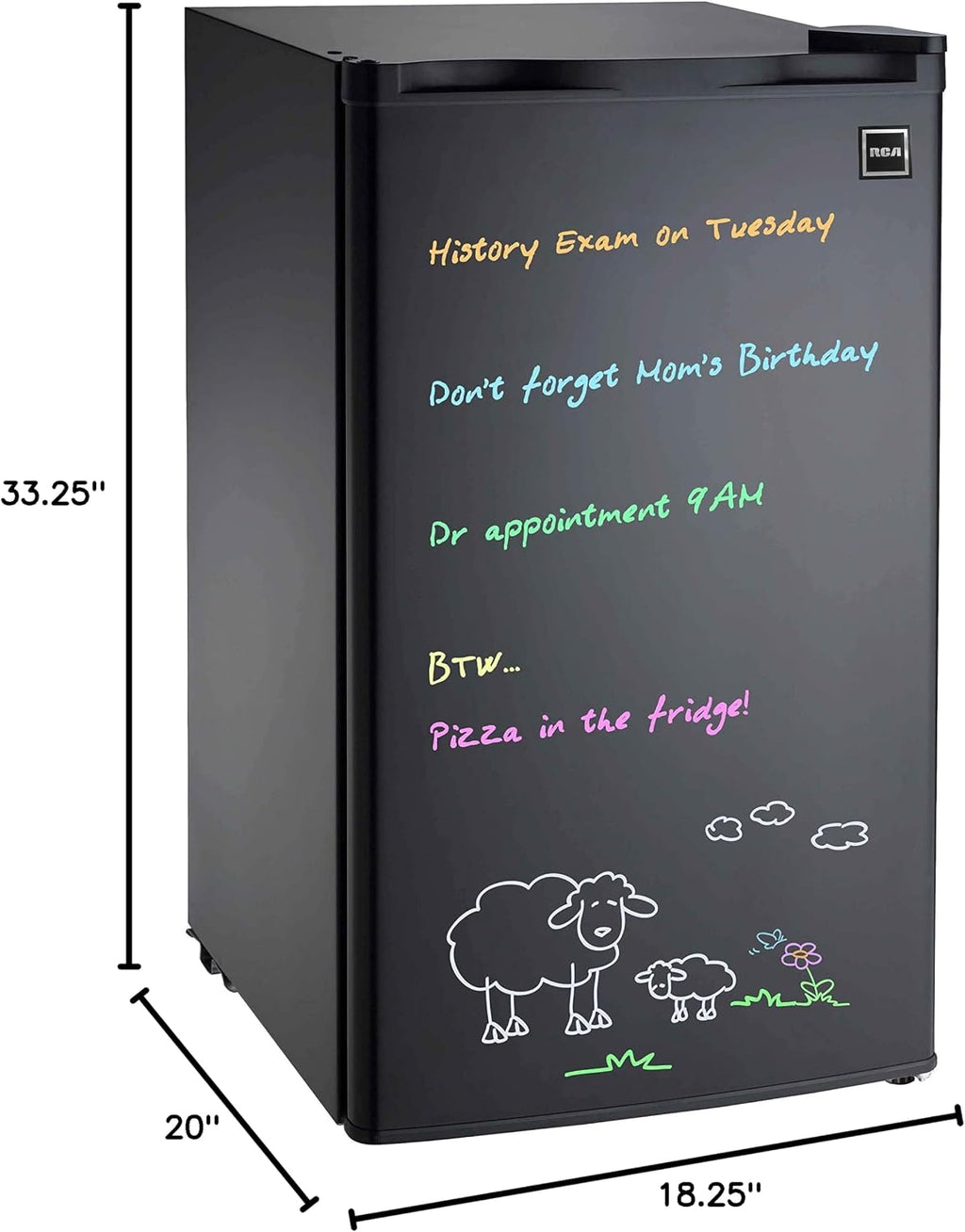 ARCTIC CHEF MINI FRIDGE, 3.2 cu. ft, Black Eraser BOARD