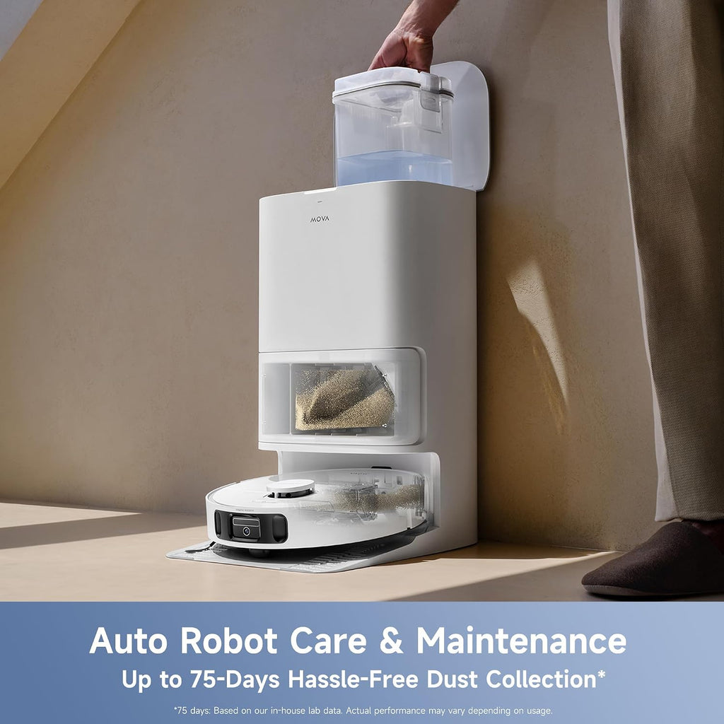 Mova E40 Ultra Robot Vacuum and Mop, 19,000Pa Suction, Extenable & Liftable Mop, All-in-One Station, Auto-Empty, Auto Washing & Hot Air Drying, 360°Obstacle Avoidance, App & Voice Control