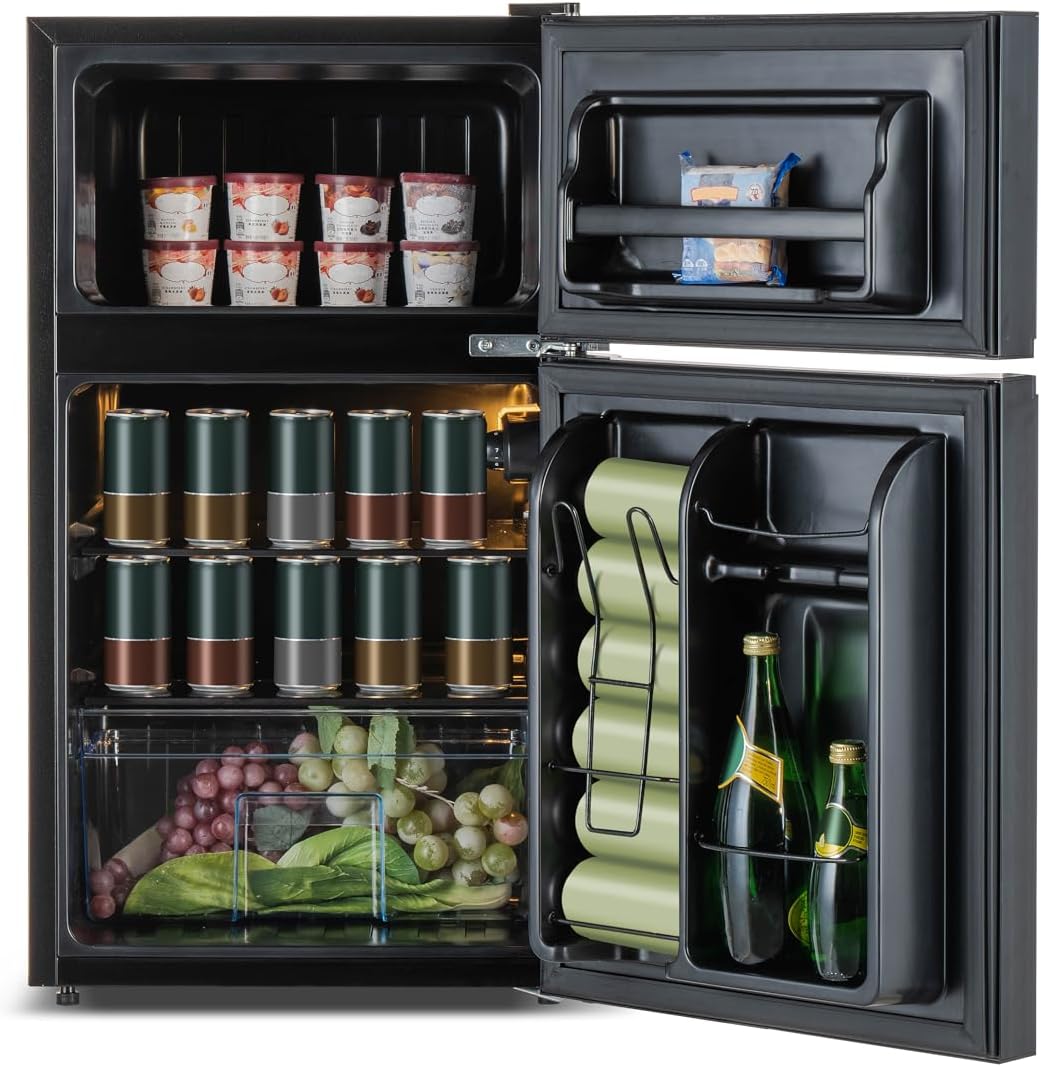 Frigidaire, 3 Cu. Ft. Refrigerator, Glass Two Door, Black