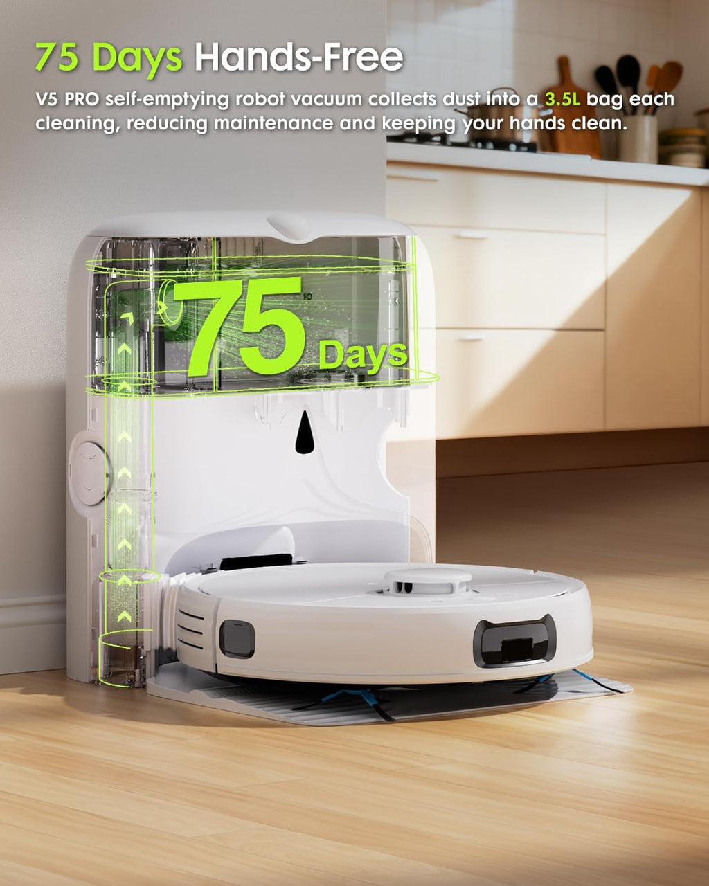 V5 PRO Robot Vacuum and Mop Combo, 10000Pa Suction, Self-Emptying Station, LDS Laser Navigation, Tangle-Free Brush for Pet Hair, Deodorizing Spray, Liftable Mop