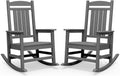 SERWALL Oversized Outdoor Rocking Chair Set of 2, HDPE Patio Rocking Chair, All-Weather Porch Rocker for Balcony, Yard, Dark Gray