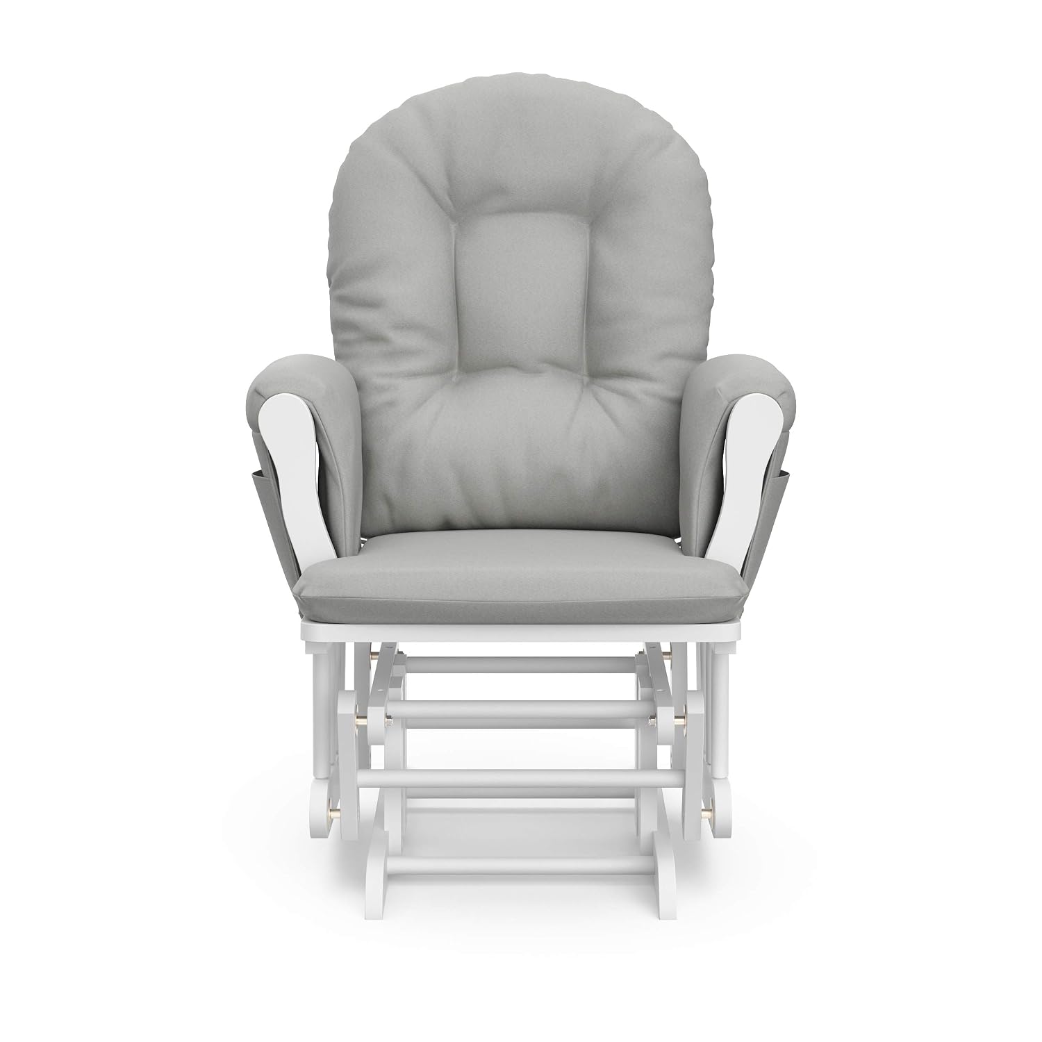 Storkcraft Premium Hoop Glider & Ottoman (White/Light Gray) — GREENGUARD Gold Certified Nursery Glider, Solid Wood Craftsmanship, Smooth-Gliding Nursery Chair and Ottoman, Award-Winning