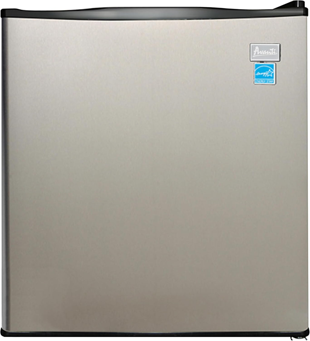 Avanti Mini Fridge Compact Refrigerator for Home Office or Dorm, Features Compressor Cooling Single Door Removable Shelves Automatic Defrost and Adjustable Temp Control, 1.7-Cu.Ft, Stainless Steel