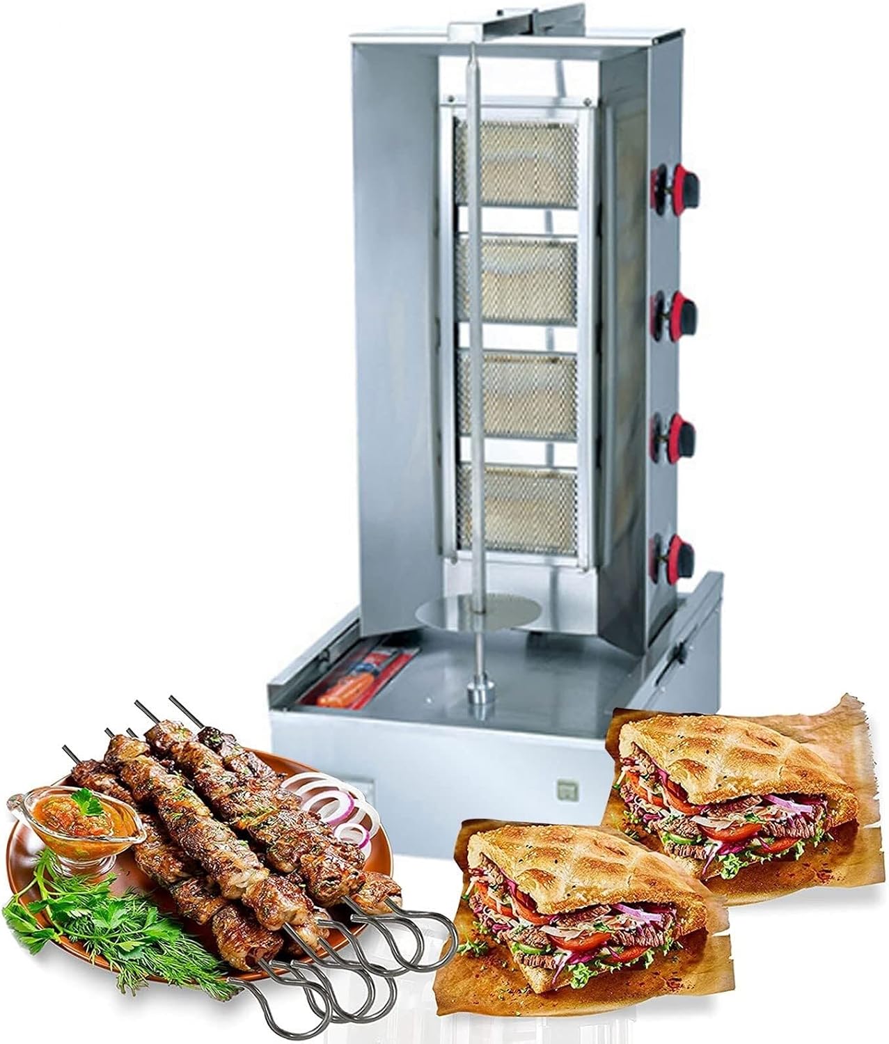Multi-Function Gas Vertical Barbecue Oven with Large Capacity, Stainless Steel, Resistant, Rotating Barbecue Meat Roaster Grill Machine Rotisserie Grill for Home Use Infrared Roaster Oven