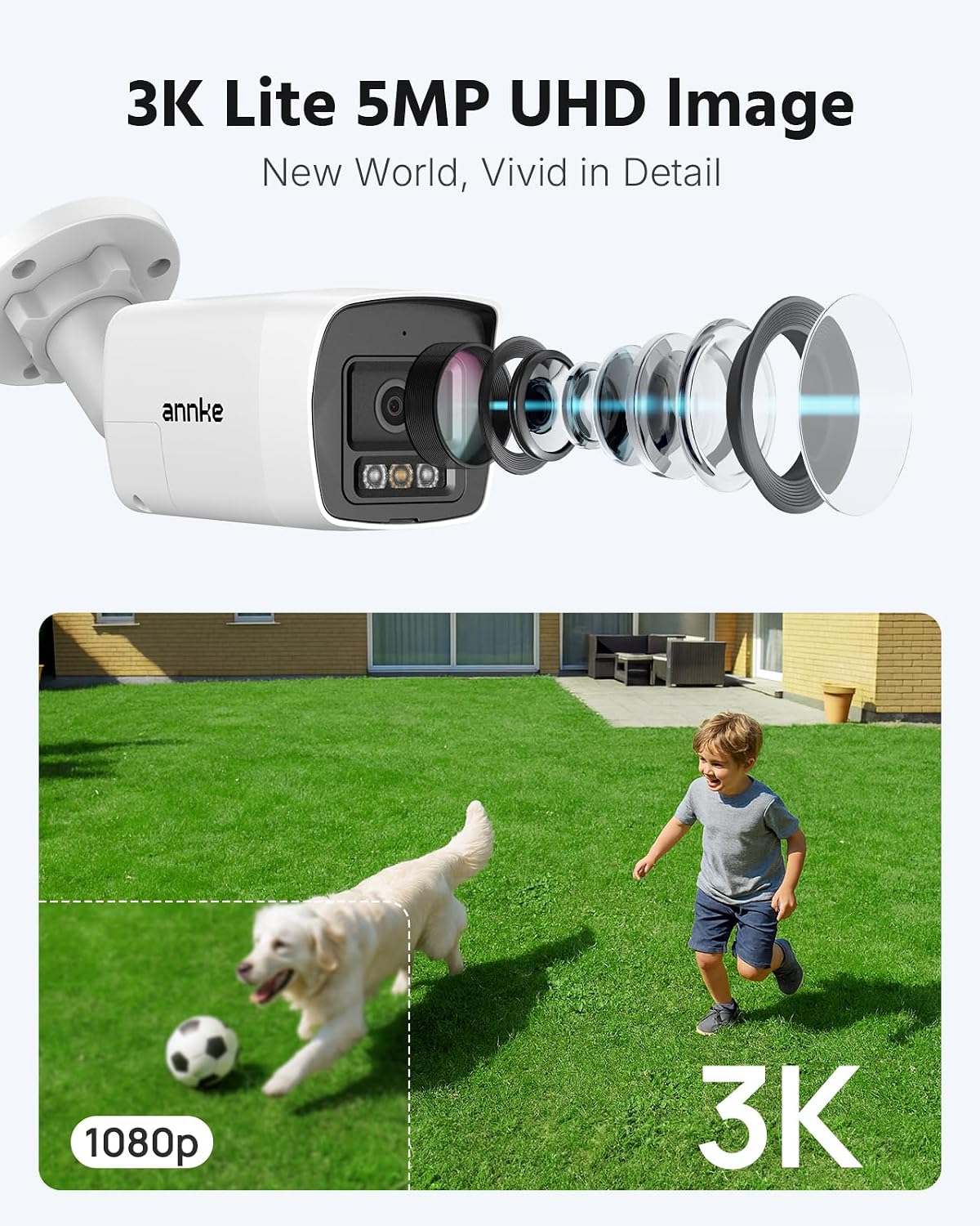 ANNKE 3K Two-Way Audio Security Camera System, 8CH 3K Lite H.265+ DVR with AI Human/Vehicle Detection, 4X 5MP/3K CCTV Wired Cams with Color Night Vision, 1TB HDD for Home Surveillance 24/7 Recording
