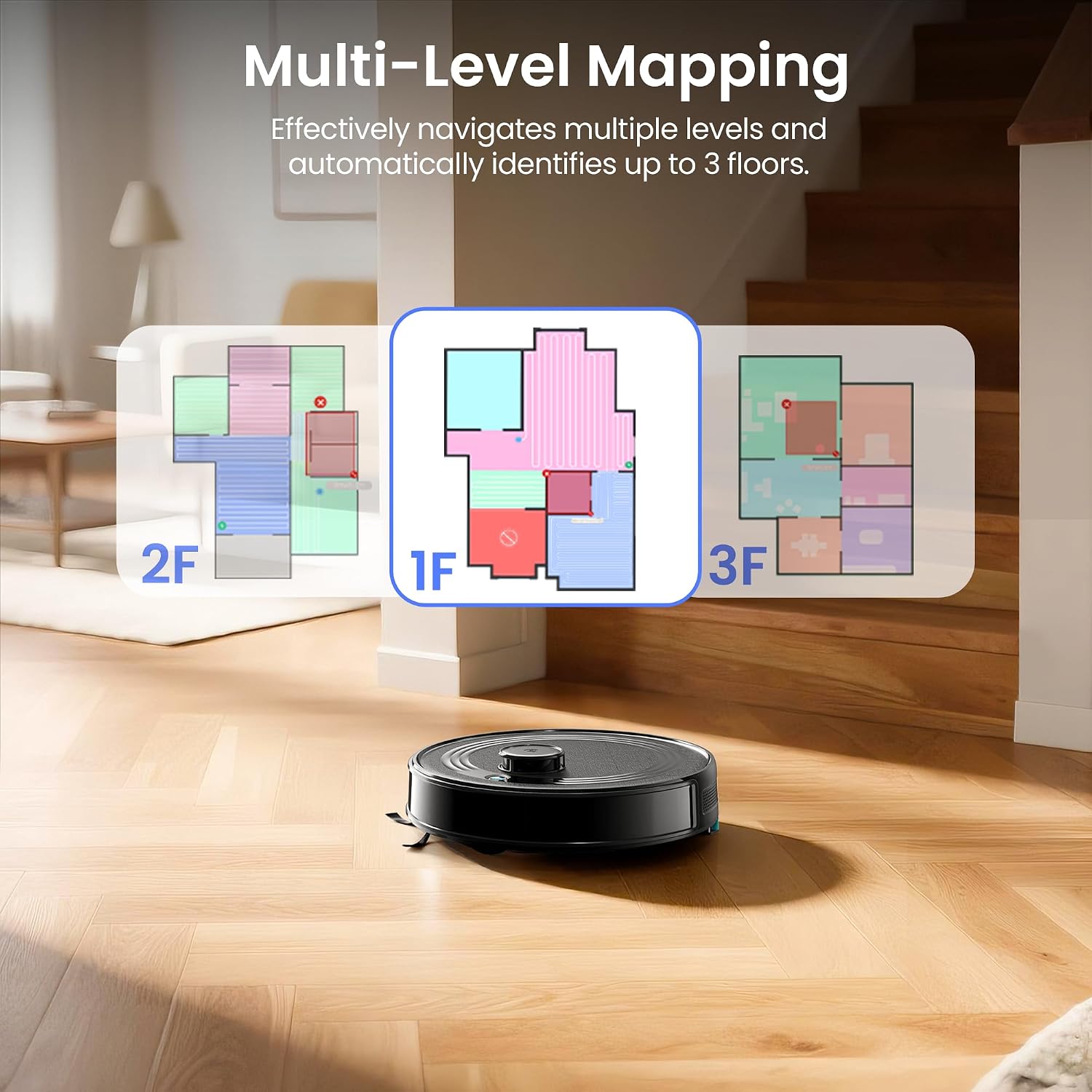 Lefant LiDAR Robot Vacuum Cleaner, 75 Day Self Emptying Robotic Vacuum and Mop,Multi-Floor Mapping，Roller Brush for Carpe， M2 Plus Black
