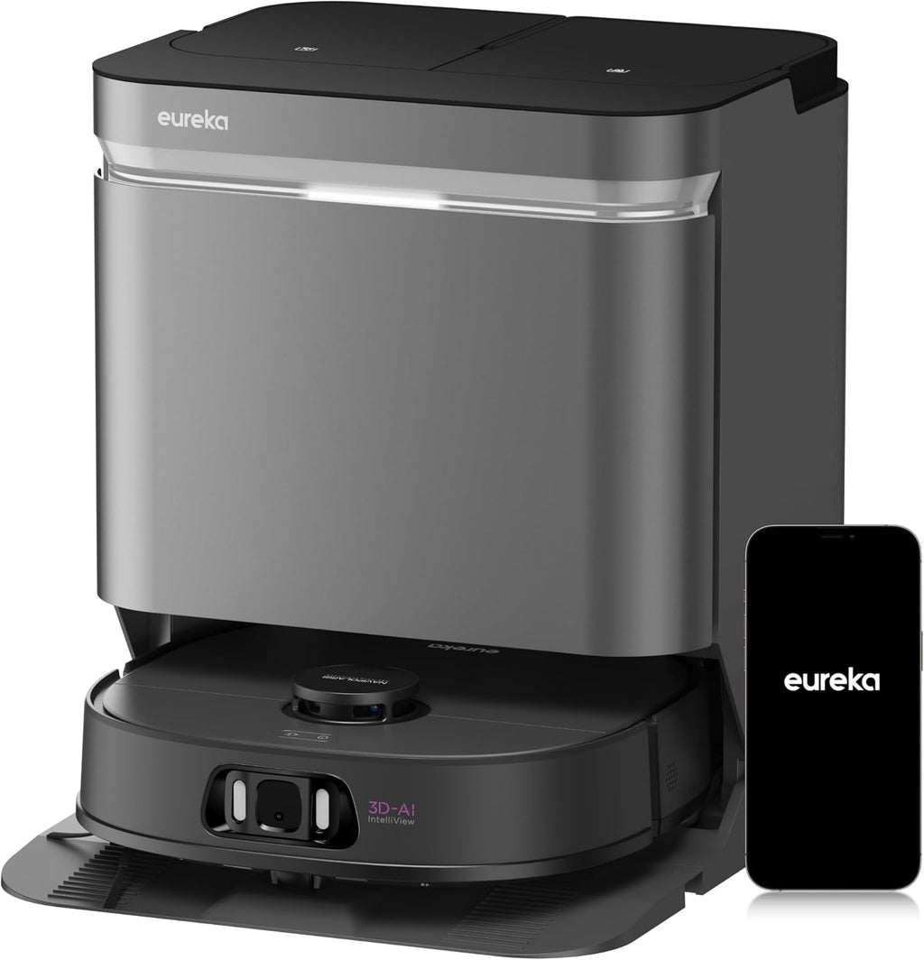 Eureka J15 Ultra Self Emptying Robot Vacuum, 19,000 Pa Suction, Flex-Arm Mop Design, 167℉ Hot Water Washing & 131°F Air Drying, AI Obstacle Avoidance, Black