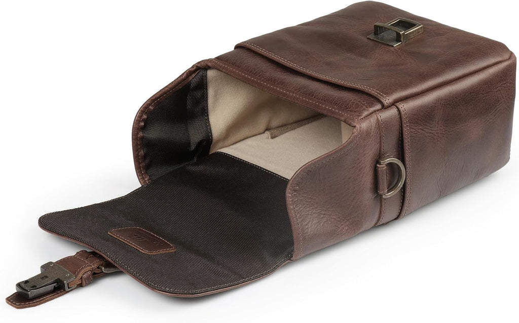 MegaGear Genuine Leather Camera Messenger Bag Mirrorless Portable electronic device cover
