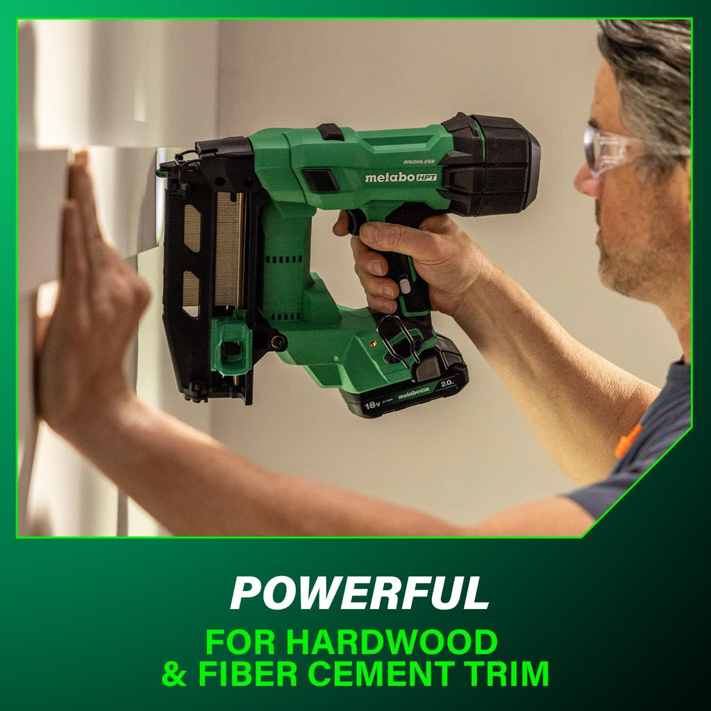 Metabo HPT 18V MultiVolt Brushless Pro 16-GA Straight Finish Nailer Kit, 16 Gauge Finish Nailer, Power Tool with 2.0Ah Lithium Ion Battery, 1' to 2-1/2' Nails, Powerful Brushless Motor, NT1865DSA