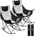 SUNNYFEEL Oversized Rocking Camping Chair 2 Pack, Fully Padded Patio Chair with Side Pocket, High Back Portable Lawn Recliner with Carry Bag, Outdoor Rocker Camp Chairs for Adults Heavy Duty 500 LBS