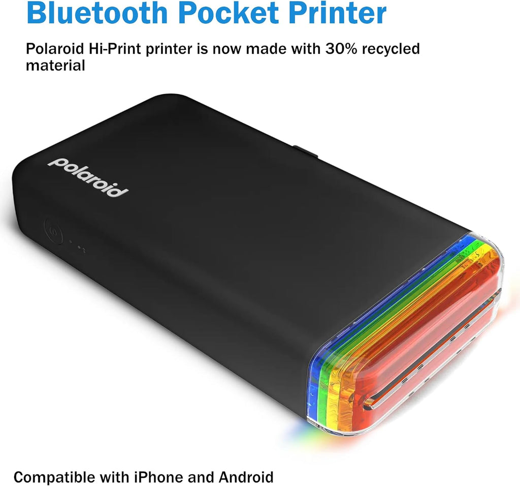 Polaroid Hi Print + 40 Photo Bundle, 2nd Generation Phone Printer, 2x3 Pocket Photo Printer, Portable Bluetooth Photo Printer for iPhone & Android Cleaning Cloth