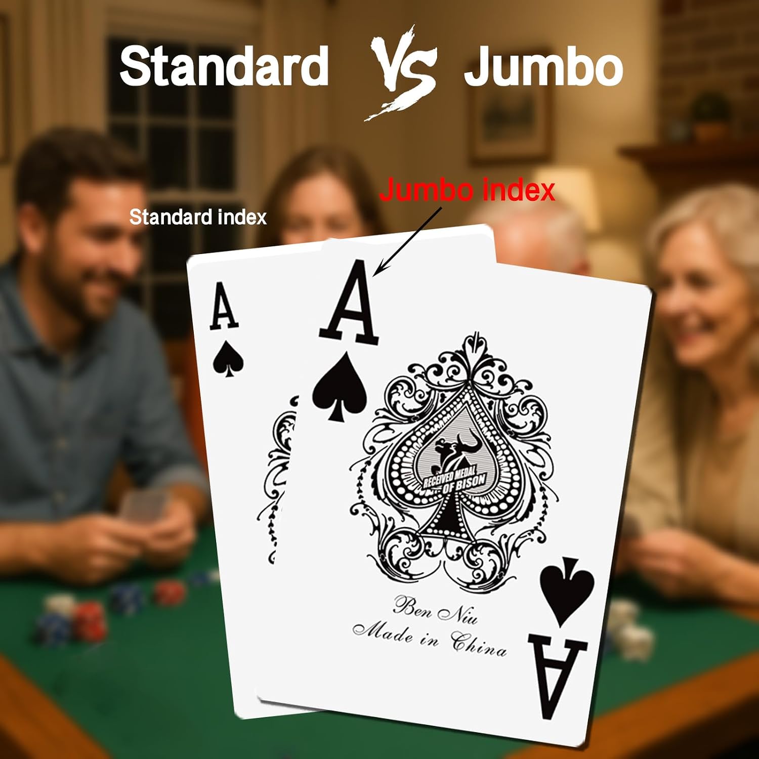 Ben Niu 10-Deck Bulk Casino-Quality Waterproof Plastic PVC Poker Playing Cards – Jumbo Index, Durable, Professional, Perfect for Parties & Tournaments