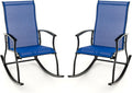 Giantex Outdoor Rocking Chair Set of 2 - Patio Rocking Chairs w/Breathable Backrest, Sturdy Metal Frame & Safe Ergonomic Design, Cozy Fabric Rocker for Backyard, Poolside, 330 lbs, Navy