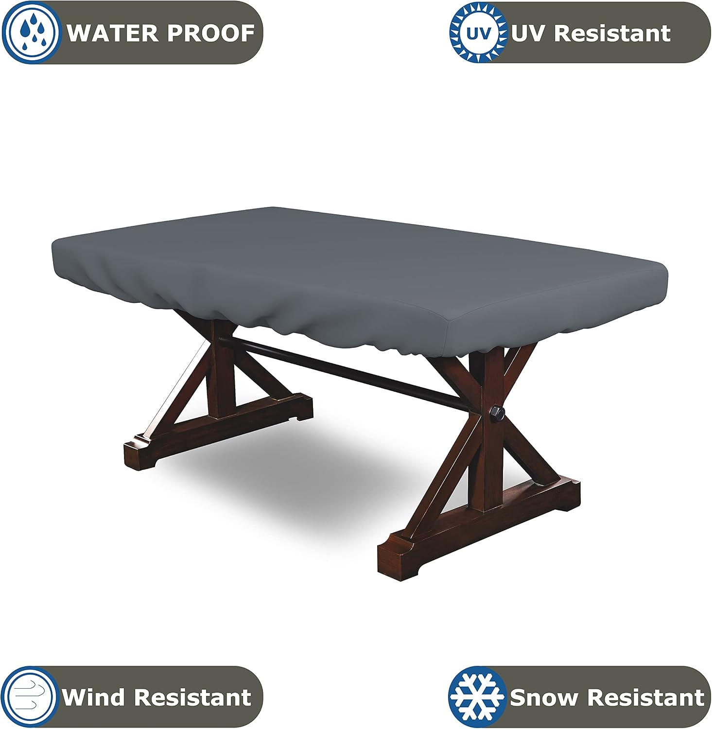 Covers & all Poker Table Cover 12 Oz Waterproof - 100% Weather Resistant Outdoor Game Table Cover with Elastic at 4 Sides (96' W x 44' D x 8' H Inches, Grey)