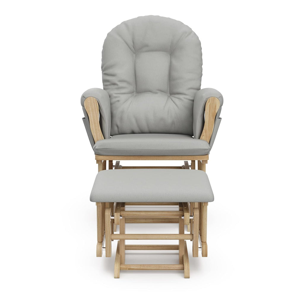 Storkcraft Premium Hoop Glider & Ottoman (Natural/Light Gray) — GREENGUARD Gold Certified Nursery Glider, Solid Wood Craftsmanship, Smooth-Gliding Nursery Chair and Ottoman, Award-Winning
