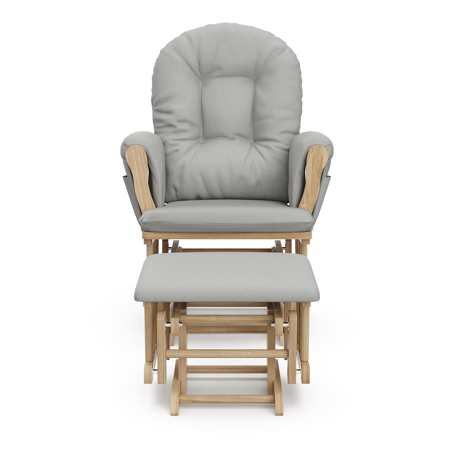 Storkcraft Premium Hoop Glider & Ottoman (Natural/Light Gray) — GREENGUARD Gold Certified Nursery Glider, Solid Wood Craftsmanship, Smooth-Gliding Nursery Chair and Ottoman, Award-Winning
